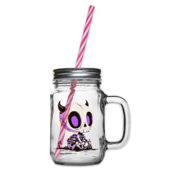 Cute Chibi Devil Skull - Henkelglas mit Schraubdeckel - Klar - Rechts