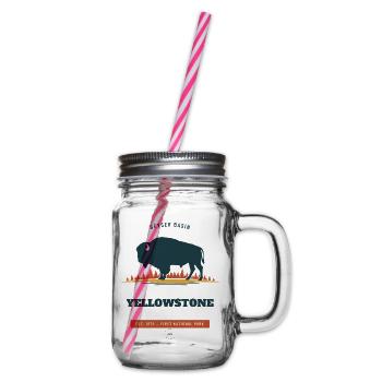 Bisons im Yellowstone-Nationalpark - Henkelglas mit Schraubdeckel - Klar - Rechts