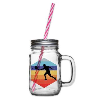 Geschenkidee für den Doppelspieler mit Racketsport - Henkelglas mit Schraubdeckel - Klar - Rechts