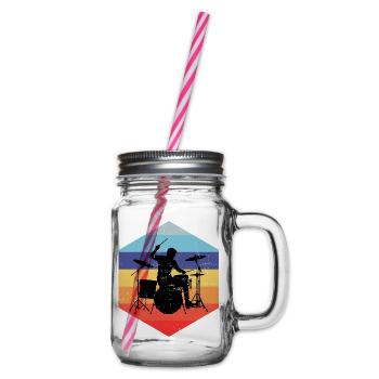 Geschenkidee für den Drummer mit Schlagzeugspielen - Henkelglas mit Schraubdeckel - Klar - Rechts