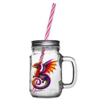 Drache - Henkelglas mit Schraubdeckel - Klar - Rechts