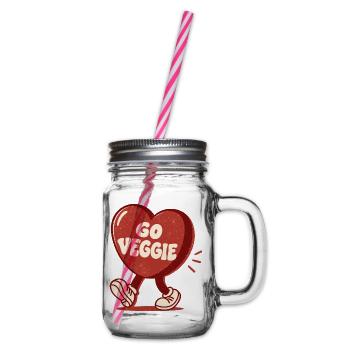 Go Veggie Retro Heart - Henkelglas mit Schraubdeckel - Klar - Rechts