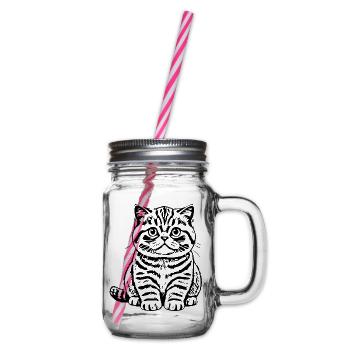 Britisch Kurzhaar Katze Tigerkatze Katzenshirt  - Henkelglas mit Schraubdeckel - Klar - Rechts