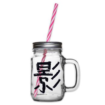 Schatten - Auf Japanisch / Kohle - Henkelglas mit Schraubdeckel - Klar - Rechts
