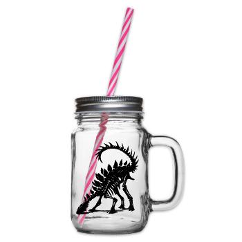 Dunkler Stegosaurus Silhouette - Henkelglas mit Schraubdeckel - Klar - Rechts