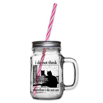 I Do Not Think... I Do Not Am Schwarze Katze - Henkelglas mit Schraubdeckel - Klar - Rechts