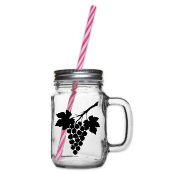 Wein Weinrebe Weintrauben schwarz Geschenk  - Henkelglas mit Schraubdeckel - Klar - Rechts