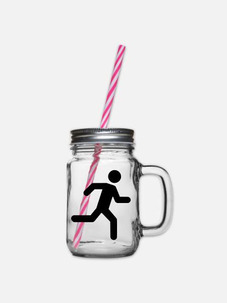 Running Man - Henkelglas mit Schraubdeckel - Klar