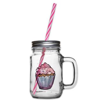 Rosa Aquarell Cupcake - Henkelglas mit Schraubdeckel - Klar - Rechts