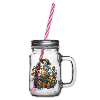 Das Skelett gießt seine Giftpflanzen - Henkelglas mit Schraubdeckel - Klar - Rechts