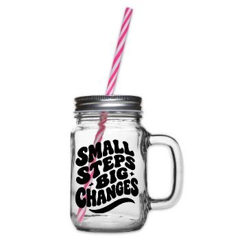Small Steps Big Changes - Henkelglas mit Schraubdeckel - Klar - Rechts