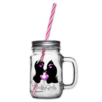 fluffy girls - Henkelglas mit Schraubdeckel - Klar - Rechts