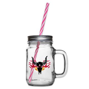 Bull crâne avec des flammes - Bocal à boisson - transparent - Droite