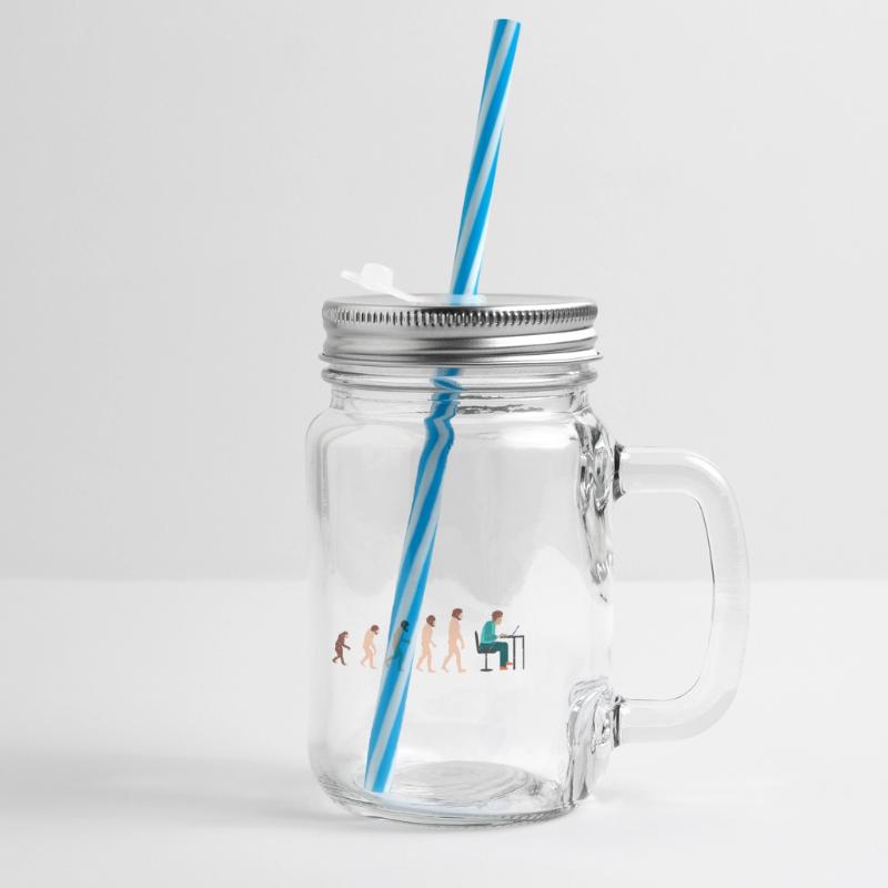 Evolution Developer Programmer Geschenkidee Henkelglas mit Schraubdeckel