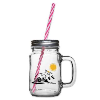 Schneekugel mit Sonnenblume und Sonne - Henkelglas mit Schraubdeckel - Klar - Rechts