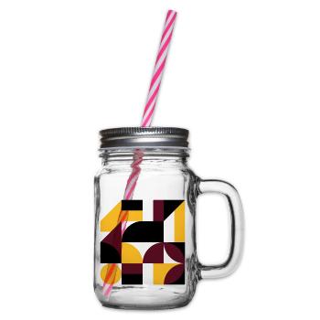 Colorful abstract geometric bauhaus background - Henkelglas mit Schraubdeckel - Klar - Rechts