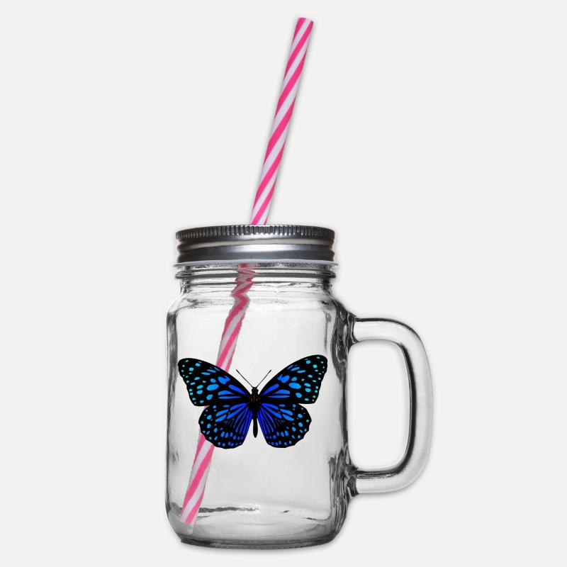 Bleu papillon - Bocal à boisson - transparent