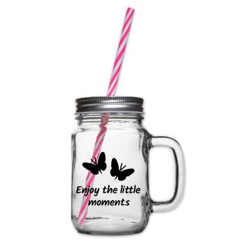 Enjoy the little moments (Schmetterlinge) - Henkelglas mit Schraubdeckel - Klar - Rechts