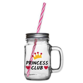 Princess club (Krone, Herzen) - Henkelglas mit Schraubdeckel - Klar - Rechts