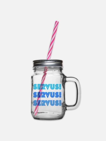 Servus Servus Servus - Henkelglas mit Schraubdeckel - Klar