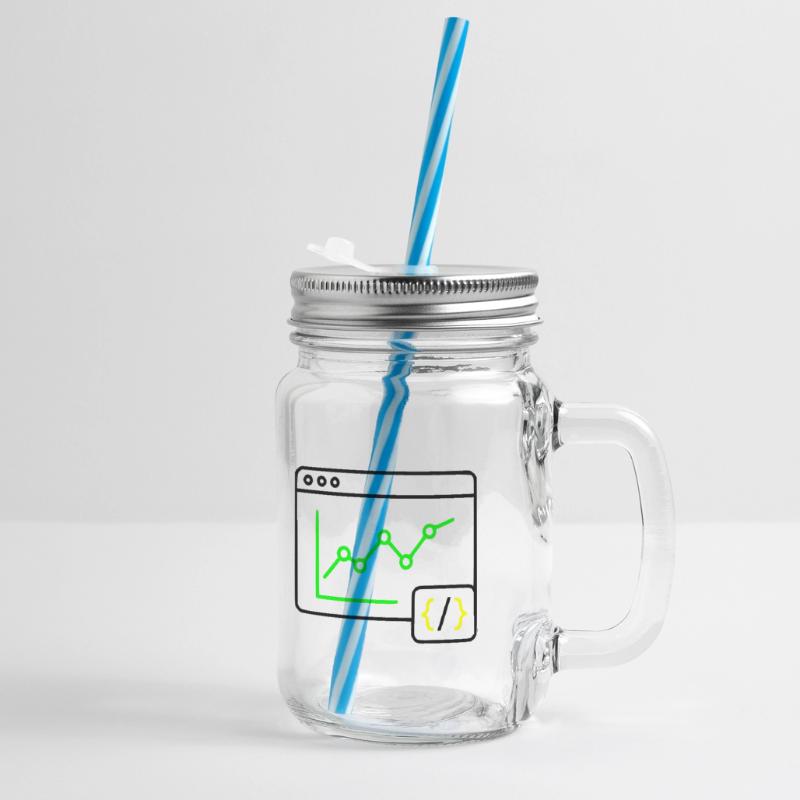 Web Analysis Chart Coding Browser Vector Glass jar with handle and screw cap