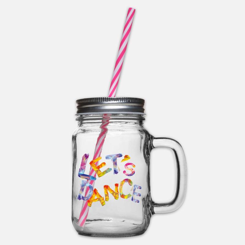 Dancing Letters - Glass jar with handle and screw cap - clear