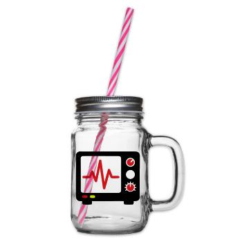ECG Monitor Heartbeat Medicine - Glass jar with handle and screw cap - clear - Right
