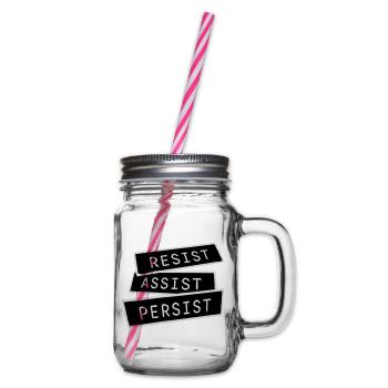 Resist Assist Persist Aktivismus Motivation Logo - Henkelglas mit Schraubdeckel - Klar - Rechts