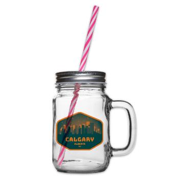 Calgary Skyline Nacht - Henkelglas mit Schraubdeckel - Klar - Rechts