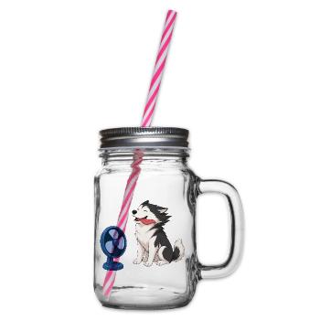 Husky im Gegenwind - Henkelglas mit Schraubdeckel - Klar - Rechts