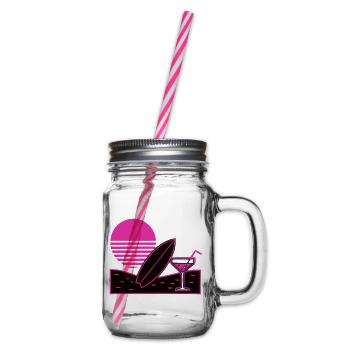 Surfbrett Cocktail Strand Logo - Henkelglas mit Schraubdeckel - Klar - Rechts