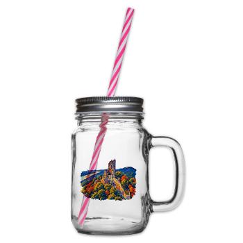 Drachenfels Expressionistisch - Henkelglas mit Schraubdeckel - Klar - Rechts