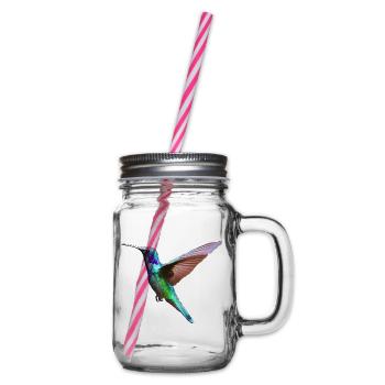 Kolibri – Vogelillustration - Henkelglas mit Schraubdeckel - Klar - Rechts