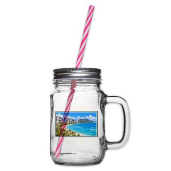 Vereinigte Staaten Honolulu Vintage Reisemarke - Henkelglas mit Schraubdeckel - Klar - Rechts