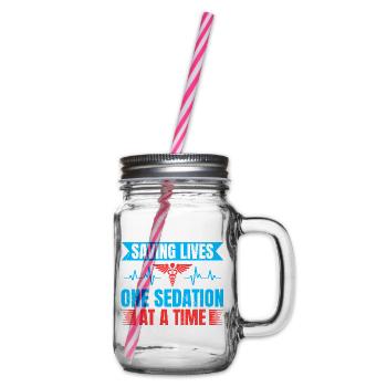 Anesthesiologist One Sedation At Time Anesthesia - Henkelglas mit Schraubdeckel - Klar - Rechts