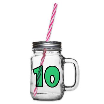 10. 10 JAHRE. 10-JÄHRIGES JUBILÄUM. 10-JÄHRIGES JUBILÄUM. - Henkelglas mit Schraubdeckel - Klar - Rechts