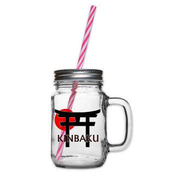 Kinbaku unter Torii und roter Sonne (weiß) - Henkelglas mit Schraubdeckel - Klar - Rechts
