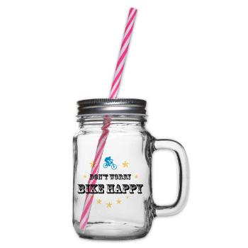 Don't worry bike happy - Henkelglas mit Schraubdeckel - Klar - Rechts