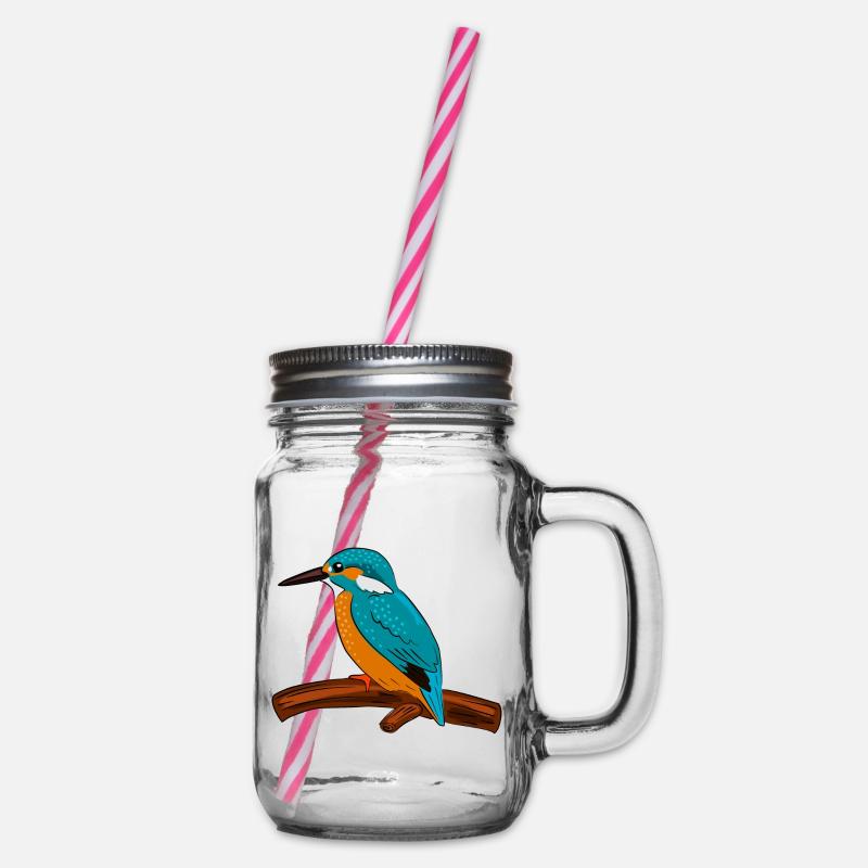 eisvogel vogel bunt - Henkelglas mit Schraubdeckel - Klar