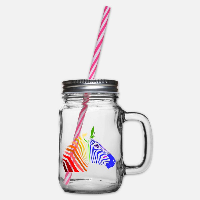 Zebra; Punk Zebra; Rainbow Zebra - Bocal à boisson - transparent