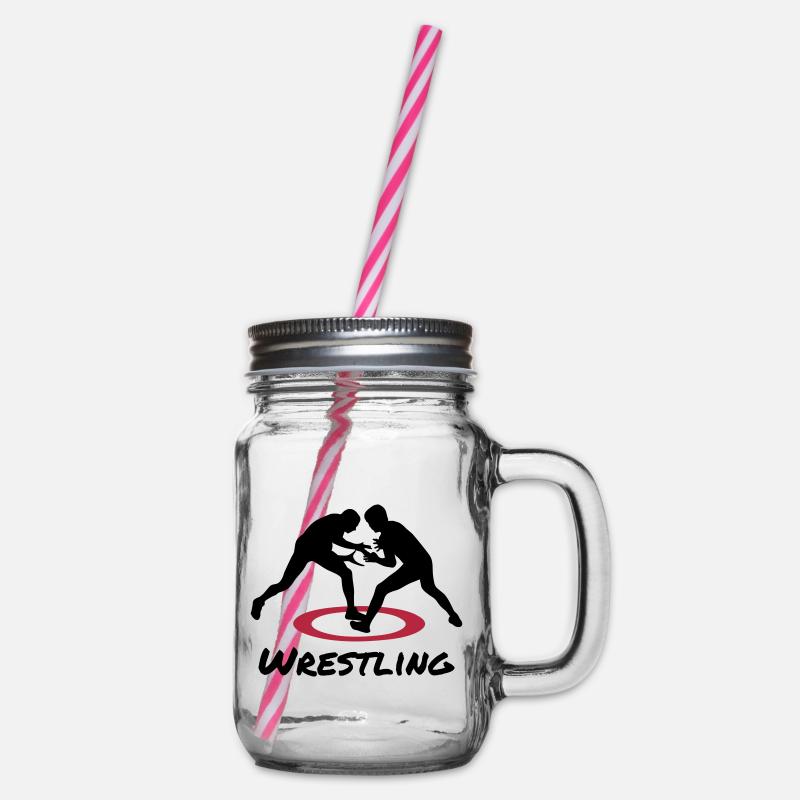 Wrestling, Ringen - Henkelglas mit Schraubdeckel - Klar