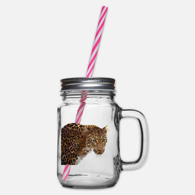 Leopard - Henkelglas mit Schraubdeckel - Klar
