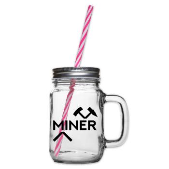 Miner (Schlägel und Eisen zerteilt) - Henkelglas mit Schraubdeckel - Klar - Rechts