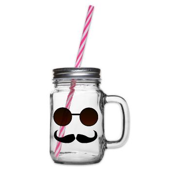 Hispter Moustache et Google - Bocal à boisson - transparent - Droite