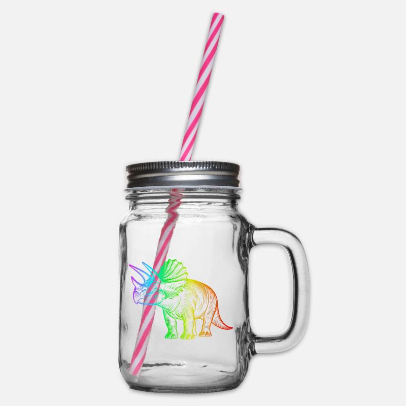 Regenbogen-Triceratops-Dinosaurier - Henkelglas mit Schraubdeckel - Klar