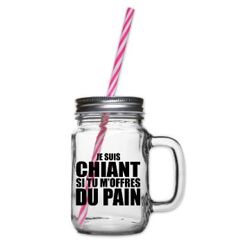 Man Who Adores: Bread. Funny Design Humor - Glass jar with handle and screw cap - clear - Right
