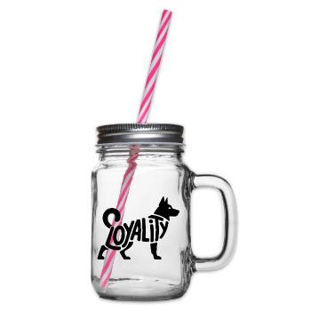 Loyality - Cool Dog Pet Sticker - Glass jar with handle and screw cap - clear - Right