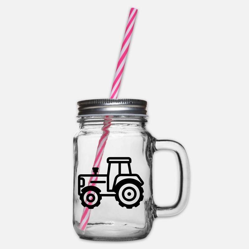 Traktor - Henkelglas mit Schraubdeckel - Klar