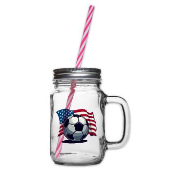 WM USA Fussball Fußballer Amerika Flagge - Henkelglas mit Schraubdeckel - Klar - Rechts
