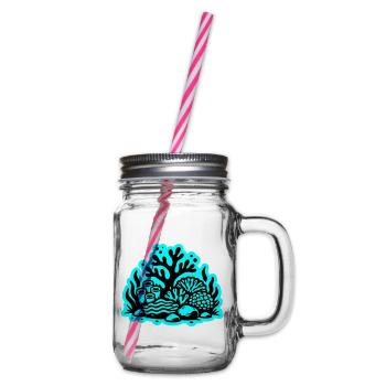 Coral Reef Ocean Coral Icon - Glass jar with handle and screw cap - clear - Right